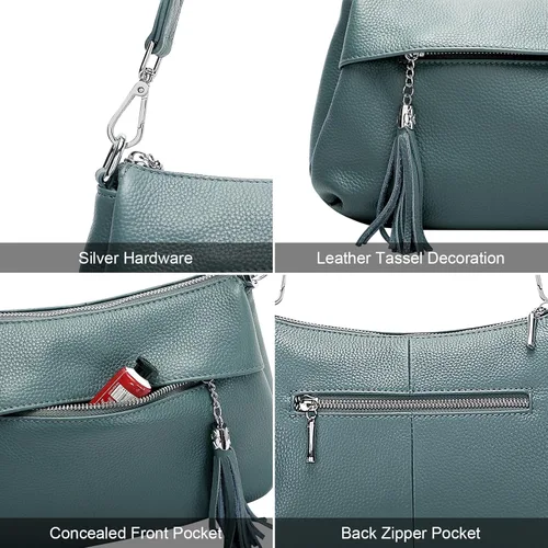 Vista 7 de Over Earth Bolsos de cuero para mujer, bolso de hombro pequeño Hobo para mujer