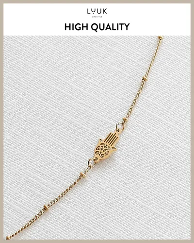 Vista 4 de LUUK LIFESTYLE Stainless Steel Bracelet with Pendant and Happiness Card, Filigree and Minimalist Women's Jewelry, Unique Gift idea, Lucky Charm