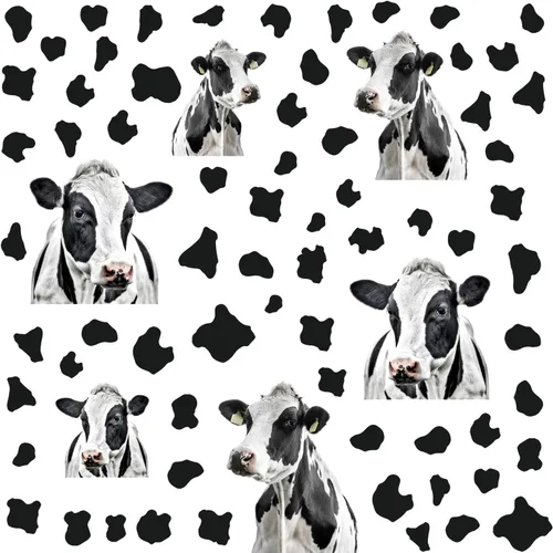 Vista 3 de Divertidas calcomanías de pared de vaca, calcomanías de pared de puntos, autoadhesivas, lindas calcomanías de arte para decoración de niños