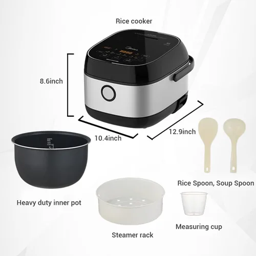 Vista 7 de Midea Olla arrocera de 3 litros con cesta de vapor, capacidad de 6 tazas sin cocer, calefacción por inducción y tecnología de lógica difusa, inicio