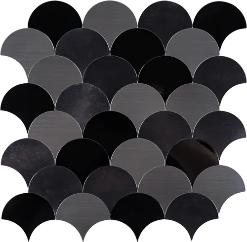 Vista 14 de Azulejo negro para salpicaduras de piquete, aspecto de cerámica, largo hexágono autoadhesivo para pared de cocina y baño, paquete de 6