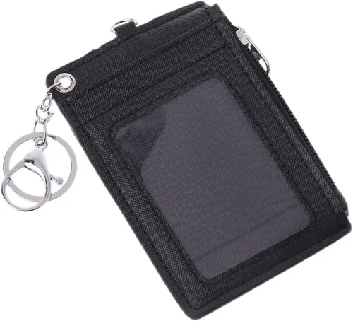 Vista 5 de Portatarjetas de cuero portátil para tarjetas de identificación de negocios, tarjetero y monedero