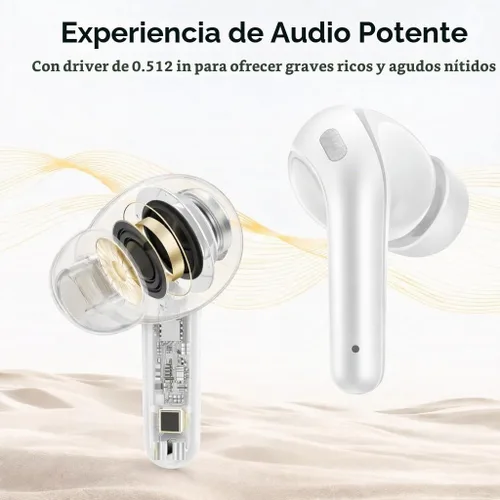 Vista 3 de LEVO Auriculares inalámbricos, cancelación activa de ruido híbrida, Bluetooth 5.3, micrófonos de llamada claros, funda de carga USB-C, color blanco