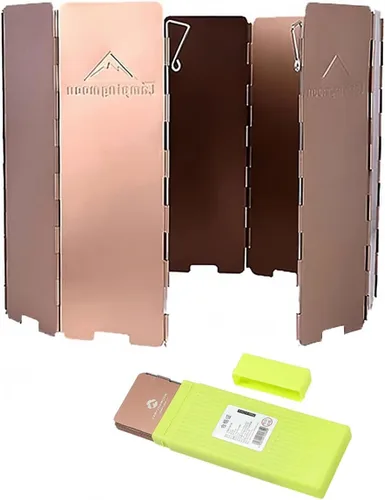 Vista 12 de Campingmoon - Estufa de campamento con 10 placas de aleación de aluminio plegable para estufa de campamento, bloqueador de viento para estufa de gas