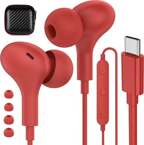 Vista 12 de APETOO Auriculares USB C para Samsung Galaxy S24 Ultra S23 FE S22 S21 A55 A54 A53 Auriculares magnéticos con cable con cancelación de ruido