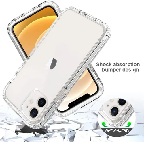 Vista 7 de Funda para iPhone 12 Mini con protector de pantalla de vidrio templado, protección de cuerpo completo transparente 360 + TPU suave a prueba