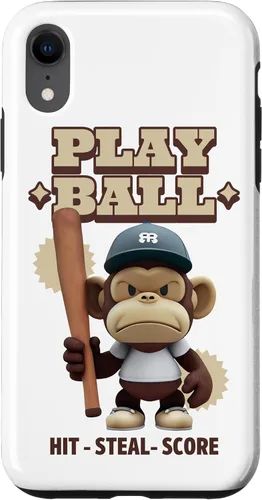 Vista 8 de Camiseta de béisbol divertida para iPhone 15, estuche PLAY BALL Slugger