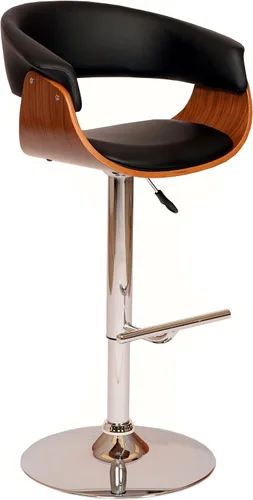 Vista 21 de Armen Living Adele - Taburete giratorio moderno de altura ajustable de piel sintética y madera de nogal con base cromada para encimera de isla