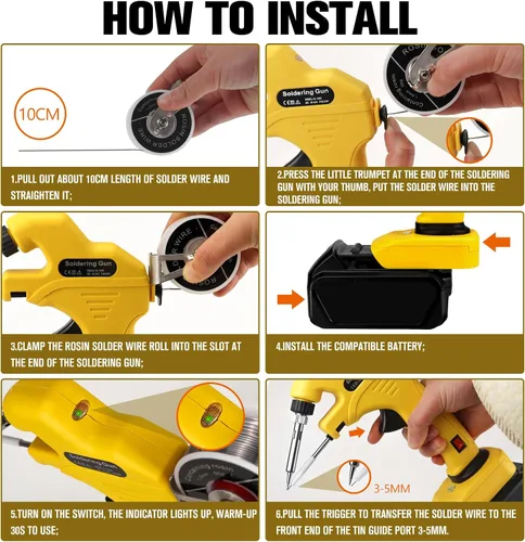 Vista 2 de Kit de soldador inalámbrico para batería Dewalt de 20 V máximo, pistola de soldadura de 30 W, soldador de precalentamiento rápido de 30 segundos