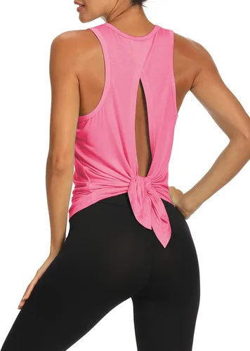 Vista 12 de Bestisun - Camisetas de tirantes para mujer con espalda abierta, ropa deportiva para entrenamiento, yoga y ejercicio Verde militar