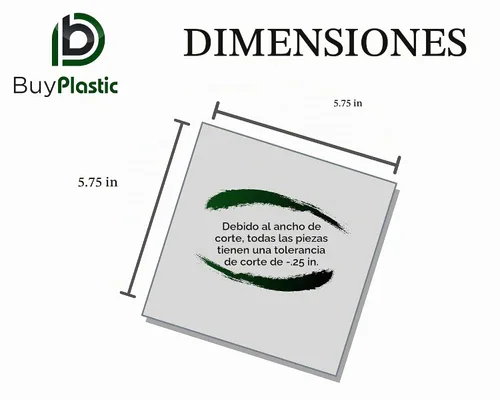 Vista 2 de BuyPlastic Hoja de plástico virgen PTFE de teflón blanco natural de 1/2 pulgada de grosor, tamaño 6 x 6 pulgadas. Dimensiones del tablero