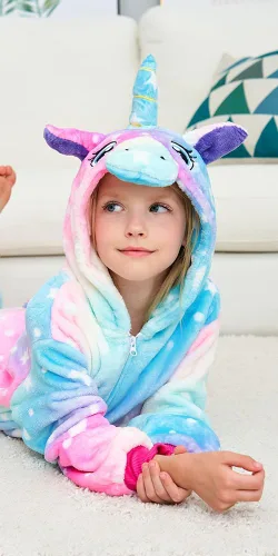 Vista 5 de UDERUI Pijama de unicornio para niños, disfraz de cosplay de una sola pieza, ropa de fiesta de animales, para niñas y niños