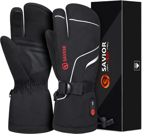 Vista 8 de Savior Heat ed Mitones para hombres y mujeres, guantes calefactables unisex recargables con batería eléctrica, guantes de esquí, guantes de invierno
