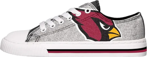 Vista 2 de Tenis de lona corte Low-Top con purpurina para mujer diseño de los Arizona Cardinals de la NFL con el color del equipo talle 10XXL.