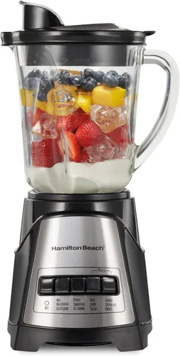 Vista 5 de Hamilton Beach Tostadora de 2 rebanadas con ranuras extra anchas, ajuste de bagel, Toast Boost & Power Elite Wave Action Blender-tarro de vidrio