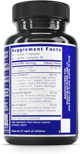 Vista 2 de Quantum Nutrition Labs Soporte de próstata - Suplementos de próstata para hombres, fórmula de salud de la próstata, suplemento natural con palma