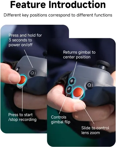 Vista 5 de MOVMAX Control remoto inalámbrico para DJI Osmo Pocket 4/3/2, soporte de teléfono Magsafe con joystick efecto Hall, batería de larga duración