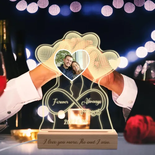 Vista 4 de Regalo del día de San Valentín, luz nocturna personalizada, lámpara de foto 3D personalizada, nombre grabado de corazón Shpe, regalo de aniversario