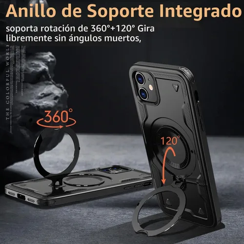 Vista 4 de para iPhone 11 Funda Magnética, para iPhone XR Funda Compatible con MagSafe, con 2 Protectores de Pantalla, con Soporte de Anillo, Funda de Negro