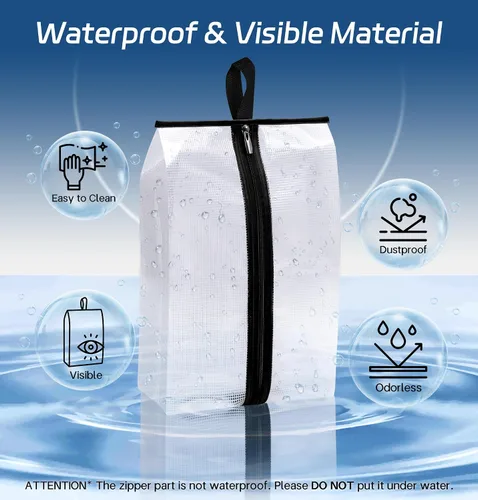 Vista 3 de MISSLO Bolsas impermeables para zapatos de viaje, paquete de 4, bolsa de almacenamiento de zapatos XXL, bolsa transparente para zapatos, bolsa