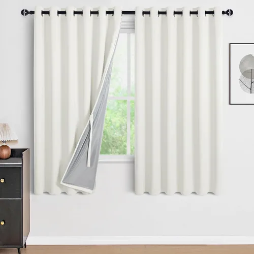 Vista 67 de DWCN - Cortinas 100% opacas para dormitorio con forro negro, cortinas de ventana de doble capa con aislamiento térmico que oscurecen toda la Azul