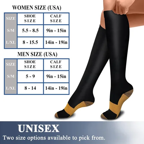 Vista 7 de Calcetines de compresión de cobre (3 pares) 15-20 mmHg La circulación es la mejor atlética y diaria para hombres y mujeres, correr, escalar