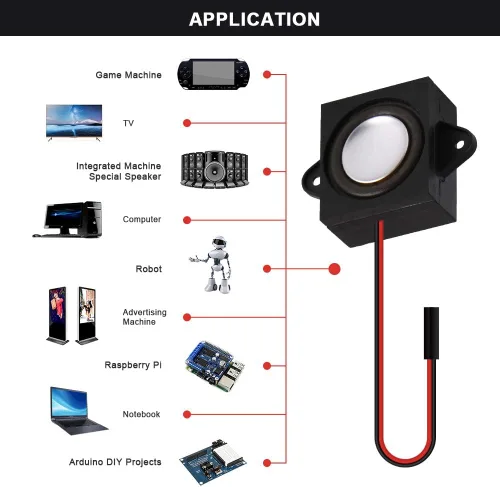 Vista 3 de MakerHawk Mini altavoz de 2 piezas - 3W 8 conector de altavoz publicitario portátil de gama completa (3.3V - 5V)