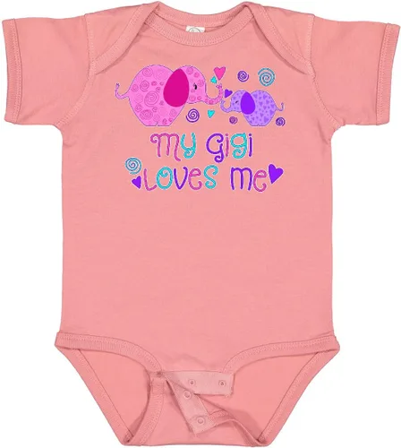 Vista 14 de inktastic My Gigi Loves Me - Body lindo de elefantes para bebé 0020 Blanco