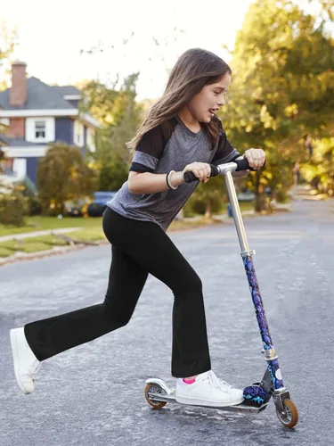 Vista 8 de Stelle Leggings acampanados para niña con bolsillos, cintura alta, corte de bota, pantalones de yoga para danza, pantalones acampanados