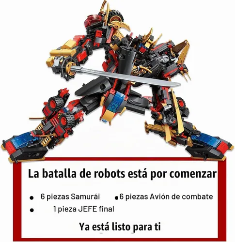 Vista 2 de QLT QIAOLETONG Juego de construcción de robot Mecha transformador 12 en 1, kit de construcción de modelo Mech, 542 piezas compatibles con Lego Ninja