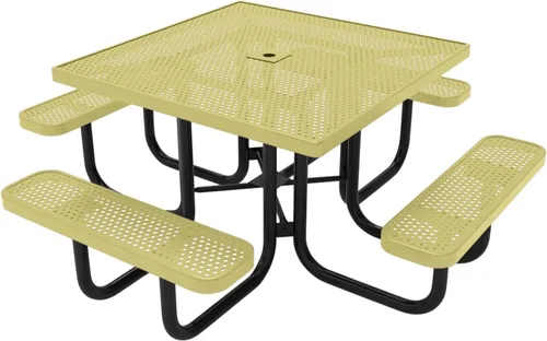 Vista 57 de COATEDOUTDOORFURNITURE Mesa de picnic cuadrada de 46 pulgadas, expandida, color negro