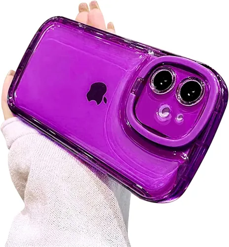 Vista 13 de Ownest Funda compatible con iPhone 12 con función atril transparente, diseño creativo con soporte para cámara para TPU delgada, a prueba de golpes