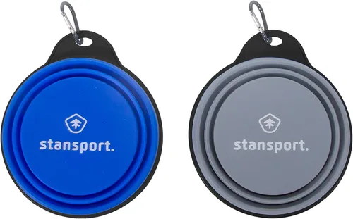 Vista 9 de Stansport Cuencos plegables de silicona para viaje, paquete de 2, gris y azul, grandes