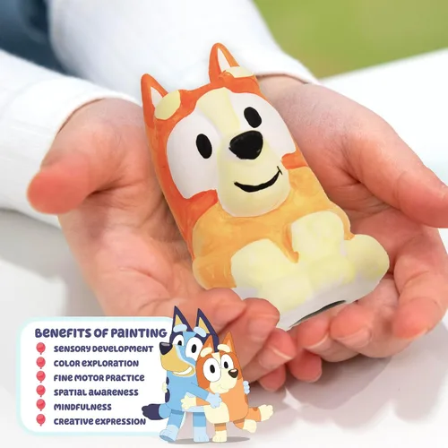 Vista 4 de Figurita de Bingo para Pintar Bluey, Figurita de Bingo de Cerámica para Pintar, Incluye 6 Pinturas Acrílicas, Pincel, Juguetes Bluey, Adornos