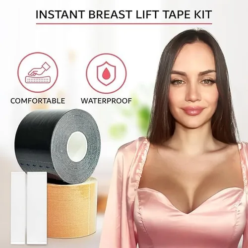 Vista 4 de Agam Intima Cinta adhesiva para levantamiento de senos, cinta corporal, cubiertas de pezones - pechos grandes, copa A-G - 20 cintas de ropa de doble
