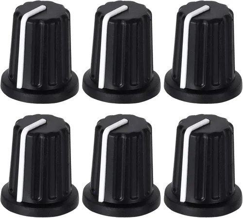Vista 10 de 9 piezas de 6 mm tipo D perilla de potenciómetro, perilla giratoria de volumen y tono de guitarra de plástico, perilla de control de graves