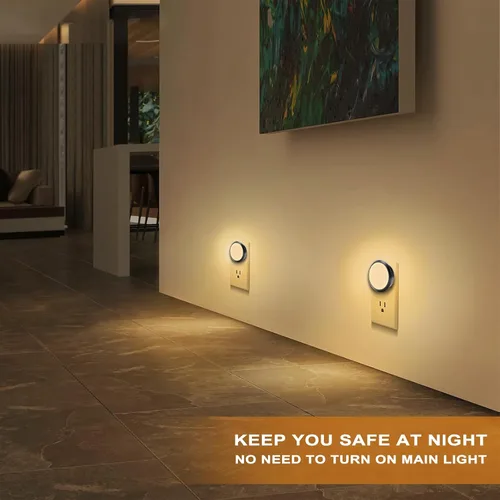 Vista 4 de Luces nocturnas enchufables a la pared, luz nocturna con sensor de atardecer a amanecer, blanco suave de 3000 K, luz nocturna compacta para niños