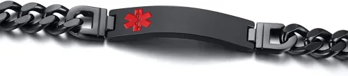 Vista 3 de Free Custom Engraving Emergency Medical Alert ID Cuff Bracelet for Men Women