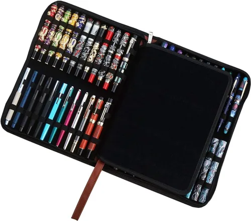 Vista 12 de Lanxivi Estuche para pluma estilográfica Negro Gris Café Estilo PU Cuero 48 12
