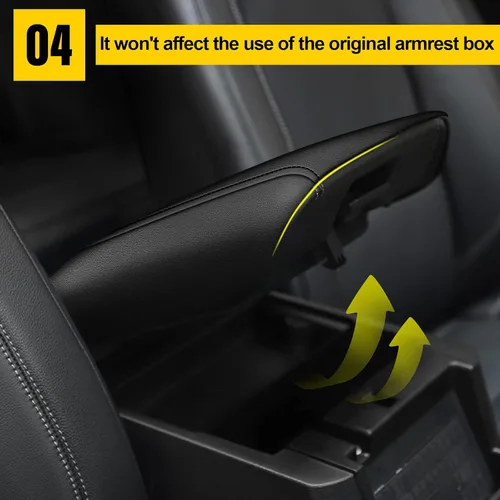 Vista 5 de AOMSAZTO Fundas de consola para Ford Explorer 2020-2022 de cuero negro con costuras negras