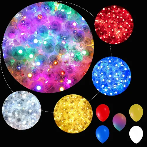 Vista 13 de ZGWJ 50 piezas de luces de globo mini, funciona con pilas, luz redonda impermeable LED de tiempo de espera prolongado para globo de cumpleaños