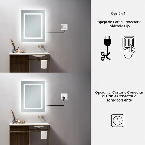 Vista 9 de Espejo de baño LED de 16 x 20 pulgadas, sin marco, con luces retroiluminadas y regulables frontales, antiniebla (apagado automático), espejo