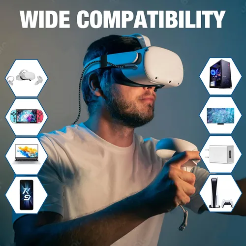 Vista 5 de Miaeueu Cable de enlace de 16 pies compatible con OculusMeta Quest 21 USB 32 Gen 1 tipo A a C cable de carga para auriculares VR Gaming PC