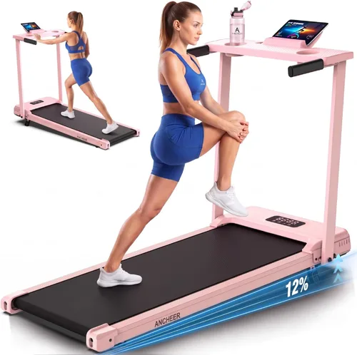 Vista 9 de ANCHEER Almohadilla para caminar con barra de asa, cinta de correr con Rosa oscuro