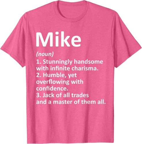 Vista 36 de MIKE Definition - Camiseta divertida para regalo de cumpleaños con nombre personalizado, Negro, S