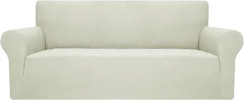 Vista 23 de JIVINER - Fundas de sofá de alta elasticidad para sofá de 3 cojines, funda de sofá extra grande de 1 pieza con parte inferior elástica