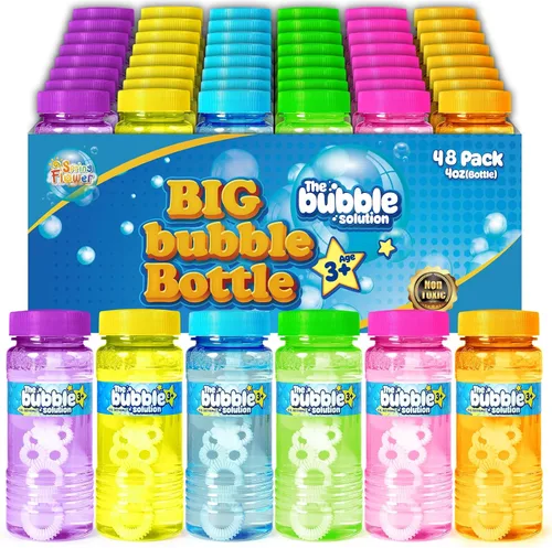Vista 8 de SpringFlower 6 botellas de burbujas con varita, recuerdos de fiesta de burbujas para niños, juguetes de verano, juguete novedoso de solución