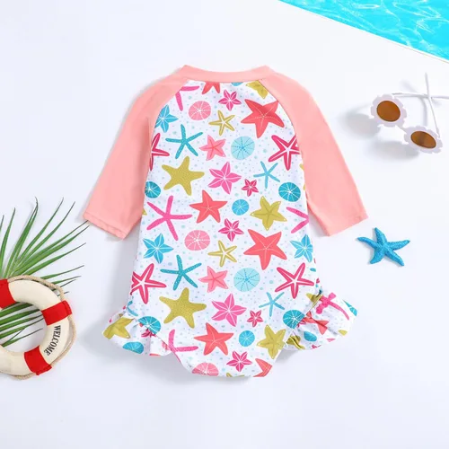 Vista 16 de MERSARIPHY Traje de baño de una pieza para niña pequeña, traje de baño de manga larga, traje de baño para niñas