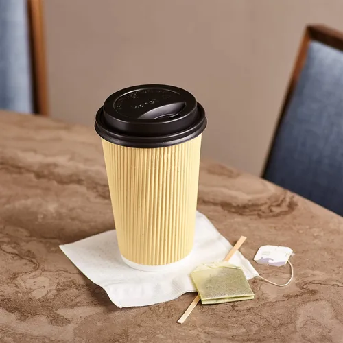 Vista 6 de Karat Tapa de cúpula para taza de café con sorbo de 10-24 onzas - Negra (90mm) - 1,000