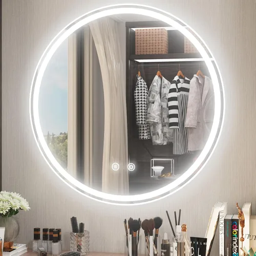Vista 18 de Espejo LED para baño de 24 pulgadas, 3 temperaturas de color (3000K/4500K/6000K), retroiluminación regulable, antivaho, vidrio HD de 5MM, CRI 90+